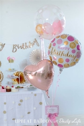 「【誕生日 バルーン】Little Birthday Pink＆Gold/メッセージが選べる9種のご紹介」