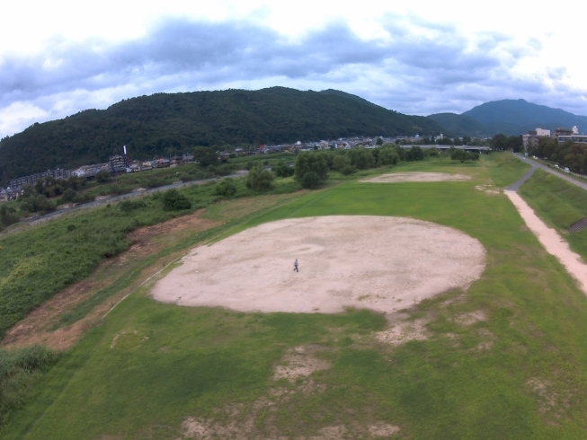 上空から撮影した松尾グランドＢ面「今後の予定　9月18日現在[右京区で一番人気のある少年野球チーム]」