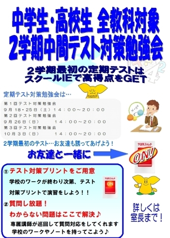 地域最大級 定期テスト対策勉強会 逆井駅近く やる気スイッチのスクールie逆井校 スクールie 逆井校のニュース まいぷれ 柏市