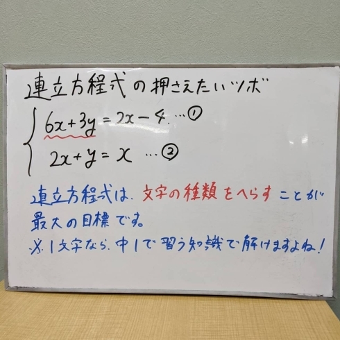 一言「連立方程式のツボ【津田沼の学習塾 総合学習塾SCHOLAR】」