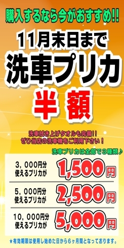 「洗車プリカ半額キャンペーン実施中！！  ～札幌西区の車検ならセルヴィス琴似にお任せください～」