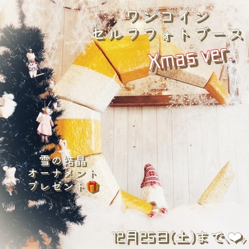 「ワンコインフォトブース Xmas ver. ご用意致しました⸜❤︎⸝‍雪の結晶オーナメントプレゼント✩.*˚」