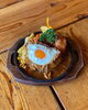 「A選べる唐揚げプレートB目玉焼きデミグラスハンバーグ唐揚げ鉄板プレート」