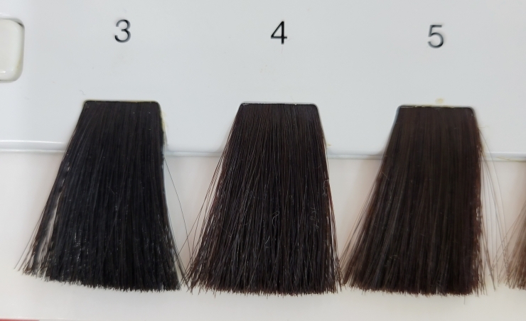 3が一番暗い　日本人の黒髪は、5～6「明るさ、透明感をだしたい！」