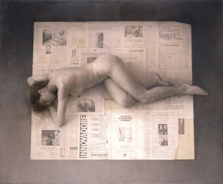 磯江毅《新聞紙の上の裸婦》1993-94年