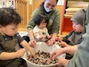 0歳児・1歳児クラスのこどもたちも触ってみるよ「味噌作り！」