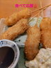 ホタテと鮭の串カツ「食べて応援❗」