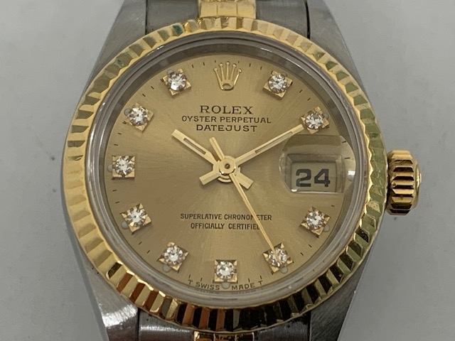 ロレックス　デイトジャスト　69173Ｇ　高価買取「ロレックス　ＲＯＬＥＸ　69173Ｇ　レディス腕時計　高価買取りさせて頂きました。　ロレックス、エルメス、シャネル、ヴィトン、カルティエ、貴金属、ダイヤの「買取」は大黒屋　金町北口店へ」