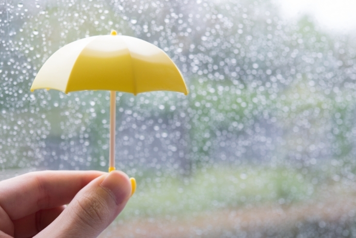 突然の雨で困ったらお声がけください。　お互い様です「「傘」お貸しします。　　　　　　　　　　　　　急な雨…。しかも雷雨…。来るときは晴れていたのに…。そんな時はスタッフにお声がけください。」