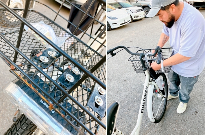 頑張ったカゴさんは、当社で手厚く処分いたしました。「カゴの寿命【京都市南区・板金・塗装・自動車・自転車・バイク・カーラッピング】」