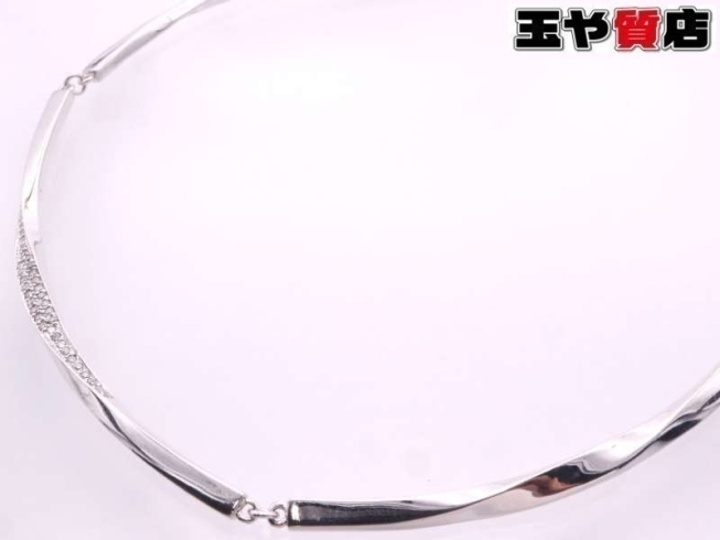 ヴァンドーム青山 ダイヤ 0.17ct デザイン ネックレス K18WG ホワイト ...