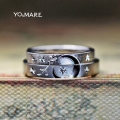 【ムーンローズ】結婚指輪を重ねて月とバラの模様をつくるオーダー作品