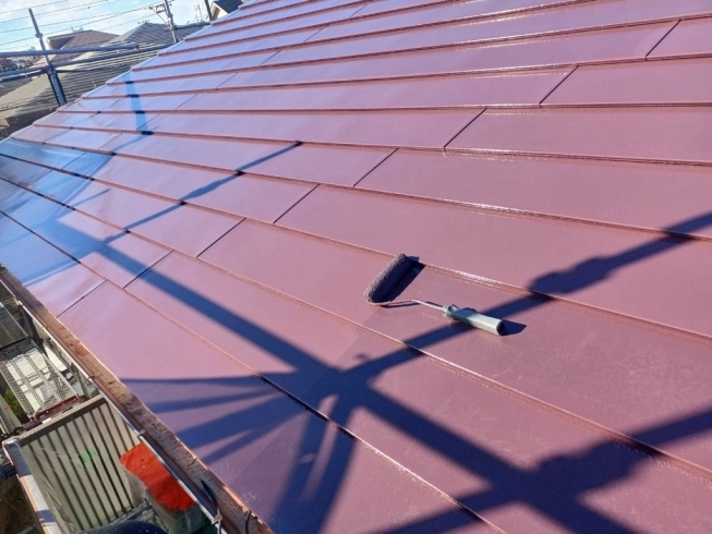 屋根塗装　上塗り「作新建装　今週の施工」