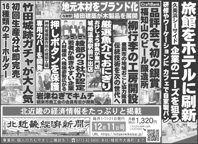 「北近畿経済新聞12月11日付を発行」