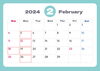 2月のカレンダー「2024年2月の定休日のお知らせです。」
