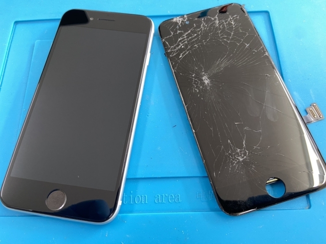 iPhoneSE2画面修理「割れた状態で使用するのは危険です！」