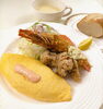 明太チーズオムレツ＆エビフライ「   ○・。＊　週替わりアザレアランチ　＊。・○」
