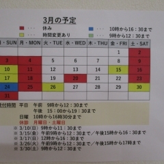 3月の予定　臨時診療・休診のお知らせ　(金沢八景駅近くの整骨院)