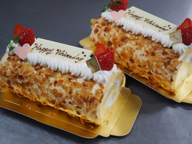 「お返しにホワイトチョコロールおすすめです‼️😋　岡山市北区一宮のケーキ屋Patisserie Juna(パティスリージュナ)」