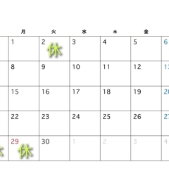 4月☆定休日のご案内