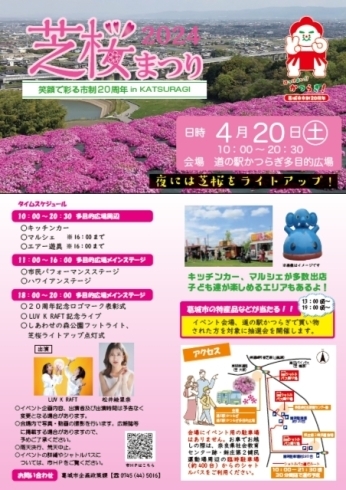 「葛城市市制20周年イベント「芝桜まつり」が開催されます！」