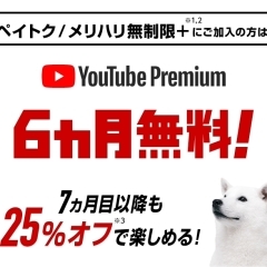 Youtube Premium 6ヶ月無料特典！！