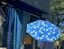 藍染め　機織り　雪花絞り「和の花」〜日傘〜