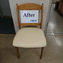ご好評いただいています。椅子の張替、再塗装承ります。