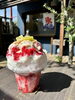 酒粕ラズベリーミルク「かき氷テラス席もあります🍧　焼津/大井川/カフェ/ランチ/テイクアウト/かき氷/静岡かき氷/デザート/ワンちゃんOK」