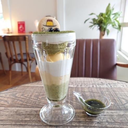 八女茶アイスのぷりんパフェ「八女茶アイスのぷりんパフェ」