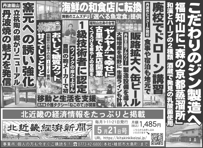 「北近畿経済新聞5月21日付を発行」