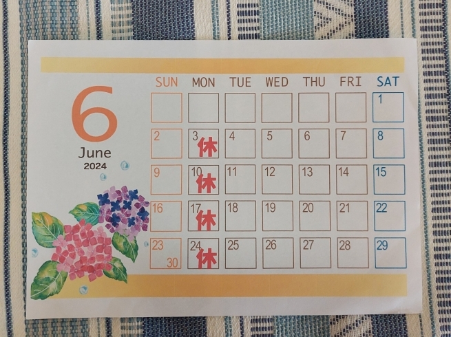 「＊６月営業日カレンダー＊🍰青梅市にある洋菓子のお店【菓子工房 パルティール】🍰」