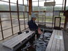 昼時間、足湯でしばし休憩♪「湖岸公園湯田の足湯で一息♪」