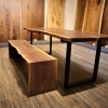 「[職人の技が光るウォールナットベンチ]のご紹介。一枚板テーブル、無垢のテーブル、ダイニングテーブルのご紹介。札幌市清田区の家具の店、Ties interior。」
