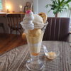 あら川の桃アイスのぷりんパフェ「あら川の桃アイスのぷりんパフェ」