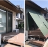 デッキに設置した施工事例です。「夏の日差しをシェードでカット！心地よい風を感じるお庭づくり◌ 　住まいるガーデン」