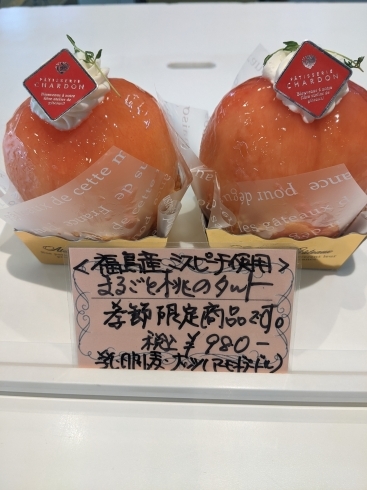 みずみずしくて美味しい桃🍑です「季節限定✩まるごと桃のタルト🍑」