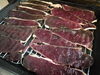 「【小田原産鹿肉ジャーキー】 オススメメニューに復活です。  新鮮な小田原産鹿モモ肉を、ビールとスパイスで漬け込んで乾燥、スモーク。 しっかりした鹿肉の旨みとスパイスの効いた鹿ジャーキー🍺 テイクアウトもできます🙋」