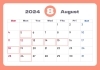8月のカレンダー「2024年8月の定休日のお知らせです。」