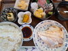 ブリカマの塩焼き＋刺身盛り合わせ定食2300円「ブリカマの塩焼き＋刺身盛り合わせ定食小鉢3品付き2300円」