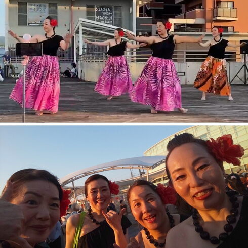久しぶりに生徒さんとご一緒できて楽しかったです!「博多南駅前夏祭りで踊りました!フラダンス教室レイマカナアロハ 那珂川市」