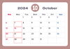 10月のカレンダー「2024年10月の定休日のお知らせです。」