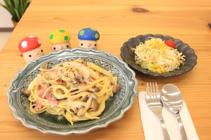 きのこの和風クリームパスタ「秋の味覚　きのこたっぷりパスタ♪」