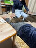 父の施術をしようとしたら猫が邪魔します笑「実家に帰省してきました‼︎ 【札幌北区篠路プライベートサロン　Te-tora】頭痛・不眠解消‼︎脳波と骨格を整え睡眠の質を上げるOTEIRE」