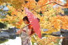 「紅葉を背景に/振袖前撮り「松山城二之丸史跡庭園」」