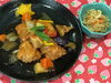 「本日のAランチは　とりから野菜甘酢あん」