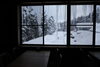 温泉施設のツララ「雪が降りますね〜」