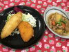 「本日のAランチは　肉じゃがとミックスフライ」