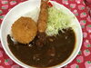 「本日のAランチは　エビカツ.エビフライカレー🍛」