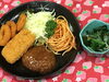 「本日のAランチは　盛り合わせランチ　ハンバーグ　カジキカツ」